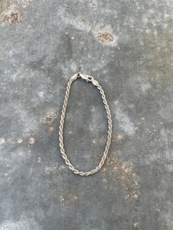 925 Sterling Silver 7" braided Rope Chain Bracelet 2mm - Picture 8 of 8